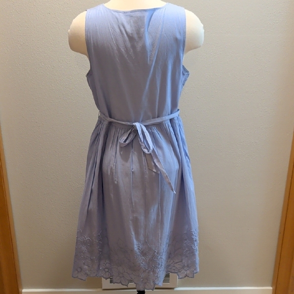 Embroidered Blue Sleeveless Dress - Picture 7 of 7
